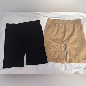 Simiya 2 pack of Women's Slip Shorts black and nude size 8 (XL)